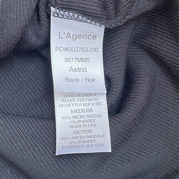 L'AGENCE Astrid Long Sleeve Square Neck Top in Black size M - EUC Ribbed - Picture 9 of 12
